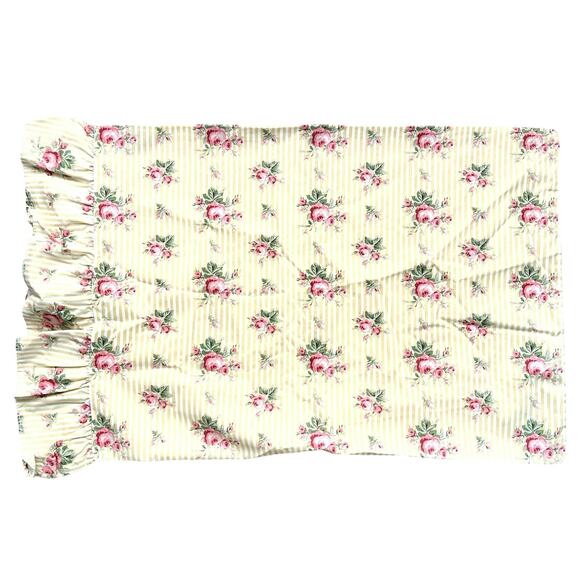 Ralph Lauren Sophie Brooke Floral roses strips ruffle edge sheet set - Picture 4 of 9